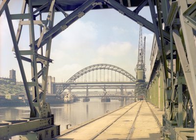 View of the Tyne Bridge from the Quayside, Newcastle upon Tyne, July 1960 by Unbekannt Unbekannt